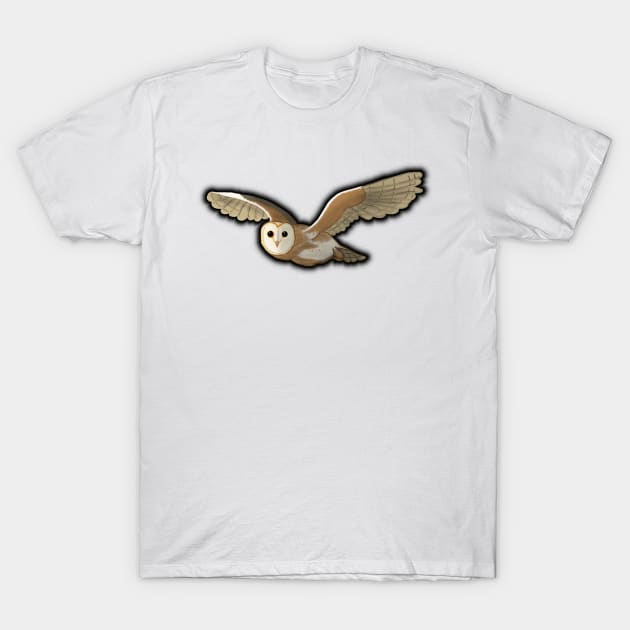 Glowing Barn Owl T-Shirt by Aeriskate